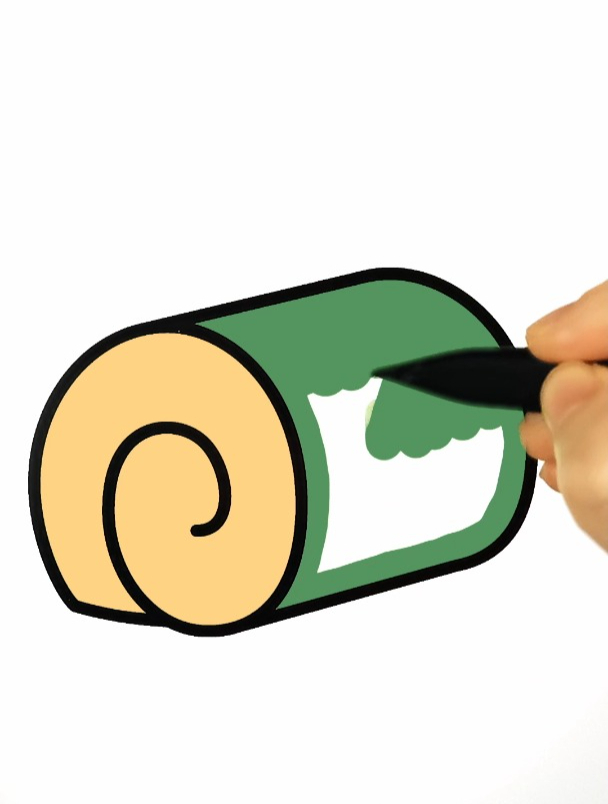 好吃的抹茶奶油毛巾卷 创意简笔画填色 强迫症 声控 解压 涂色