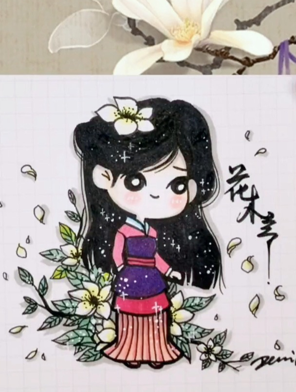 手绘,古风,花木兰～太好看了!