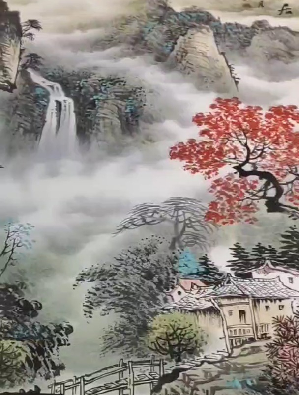 精品手绘书画山水画玄关风水画四尺
