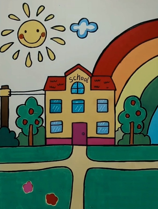 雨过天晴的彩虹简笔画