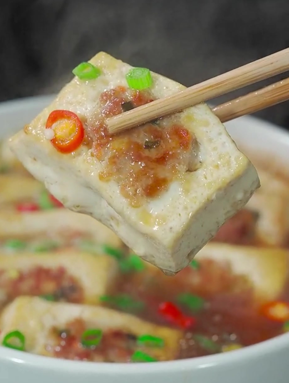 豆腐怎么做好吃?豆腐酿肉的做法!