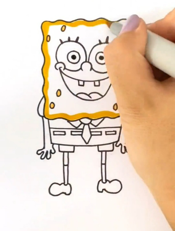教你画海绵宝宝人物简笔画,有手就会简单又可爱!他的快乐你会吗