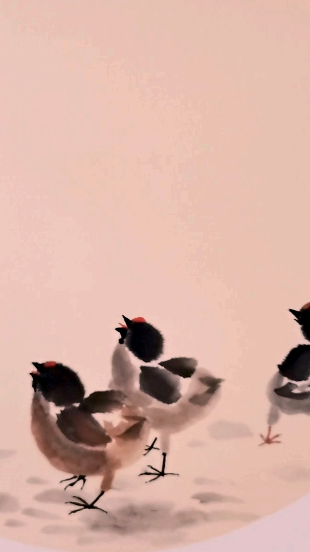 画个小鸡吃虫图,写意花鸟画