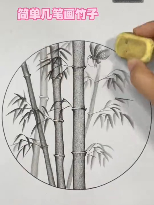 简单几笔画竹子教程(来源:和老师一起学简笔画)