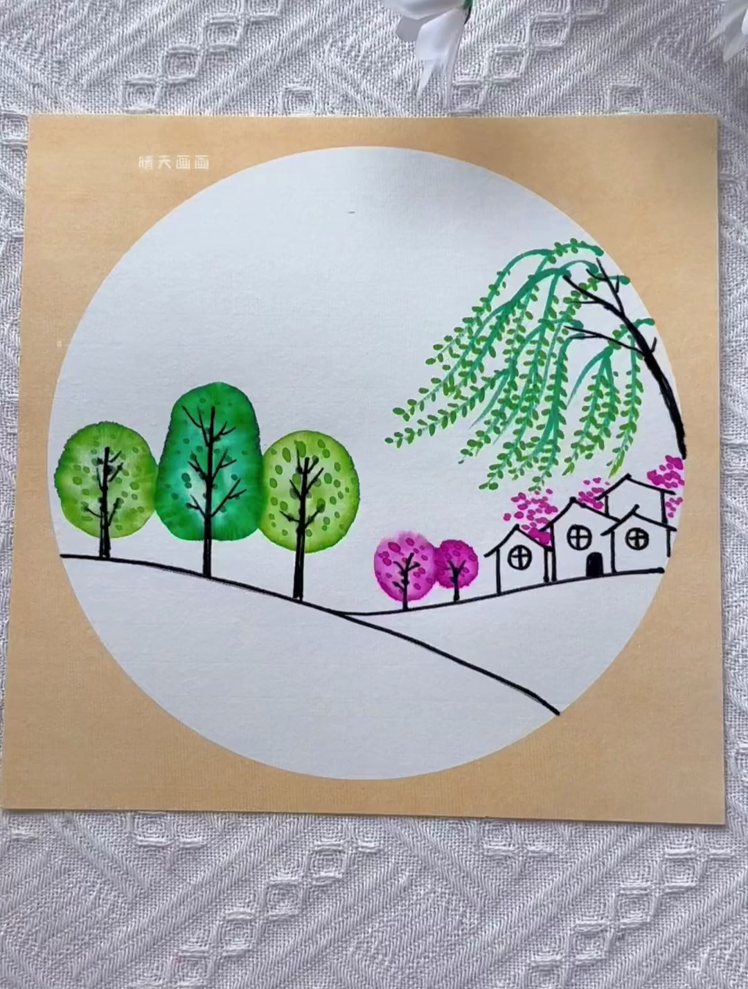 水彩笔也能画出国画的效果,简单易学还好看,带小朋友试试吧!
