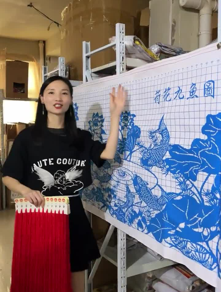 荷花九鱼图十字绣又来了哟
