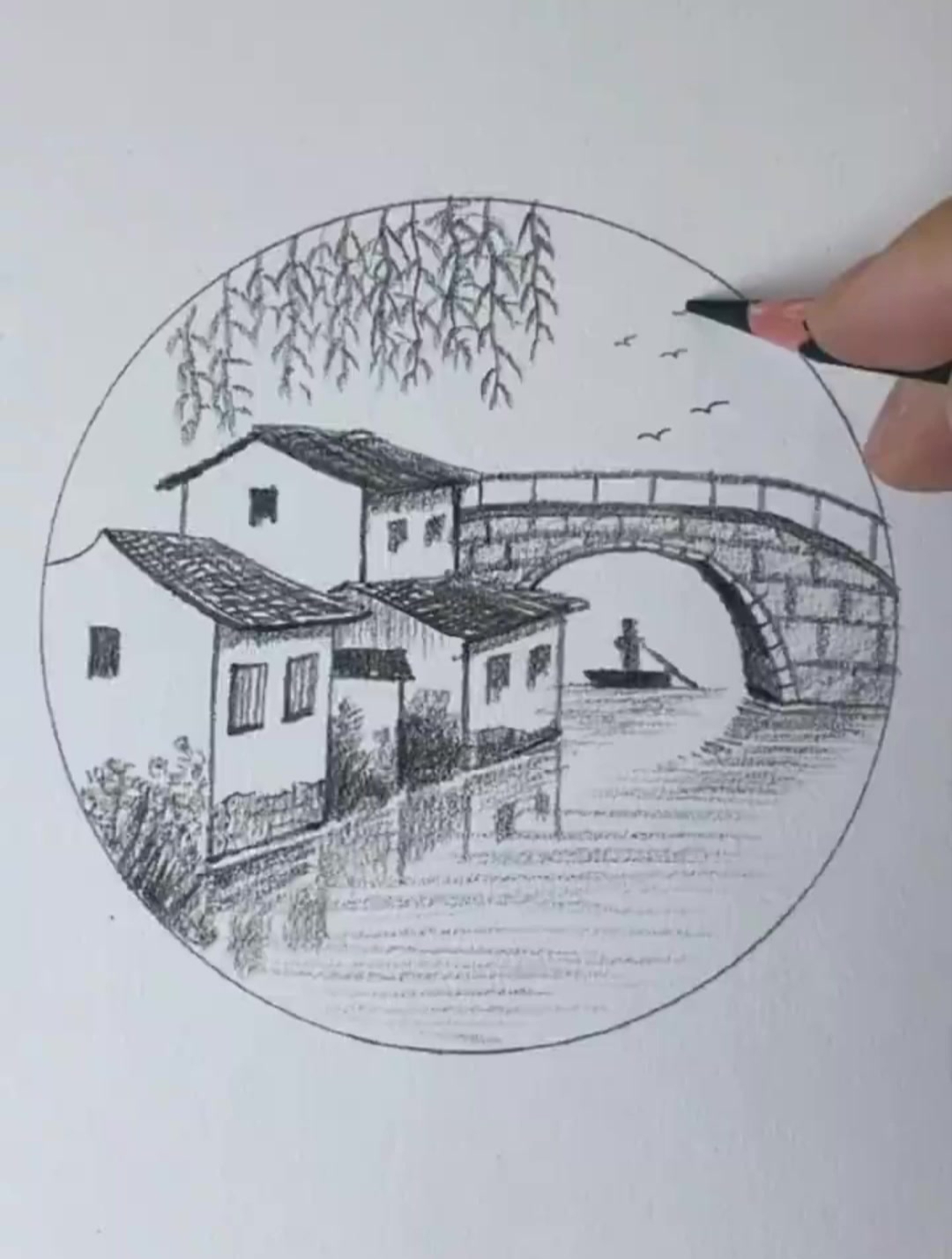 简单线条画出诗里的江南美景,快来一起画吧!