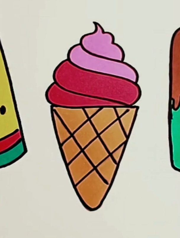 小甜筒冰激凌简笔画