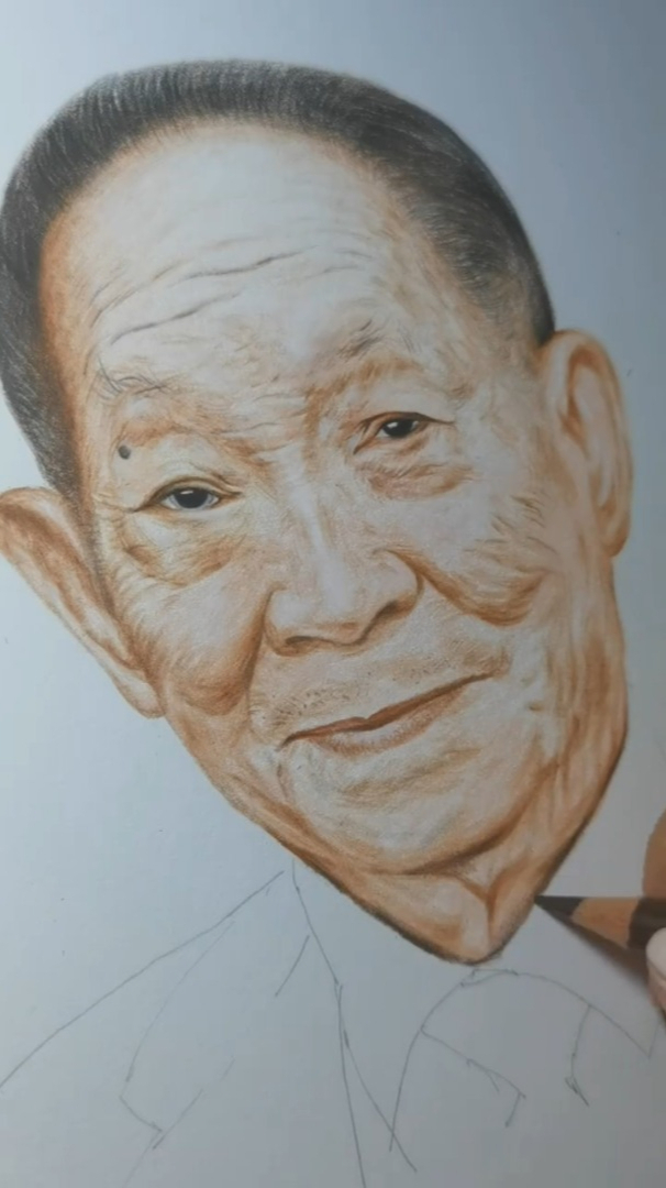彩铅画人物袁隆平爷爷