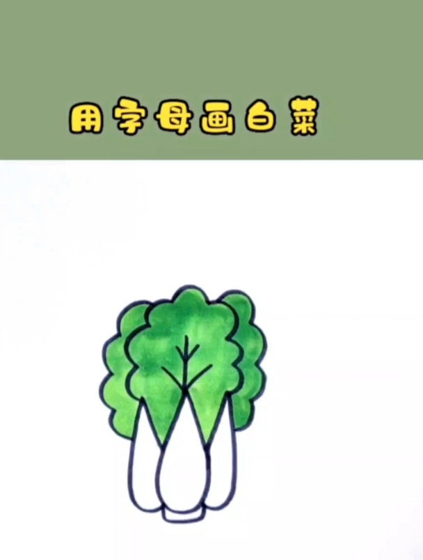 用字母画白菜,一学就会的白菜画法!