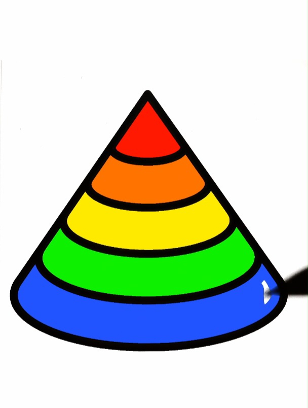 绚丽流光彩虹圆锥塔 创意简笔画填色 强迫症 声控 解压 涂色