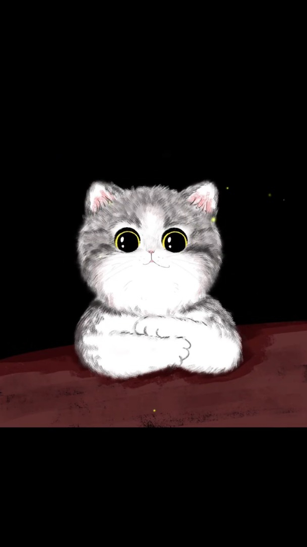 画一张毛绒质感的可爱猫咪壁纸