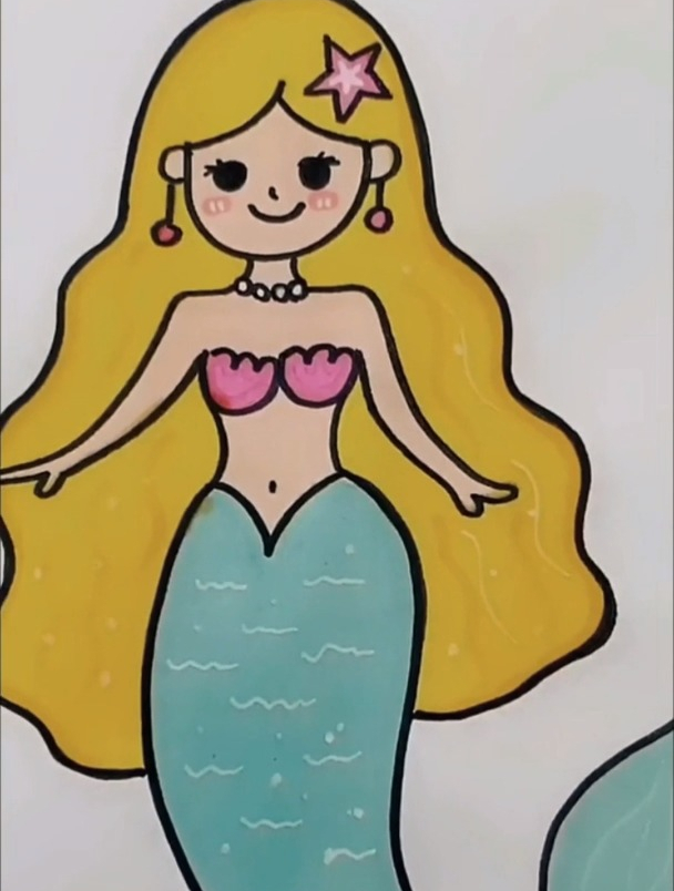 美人鱼简笔画,简笔画教学