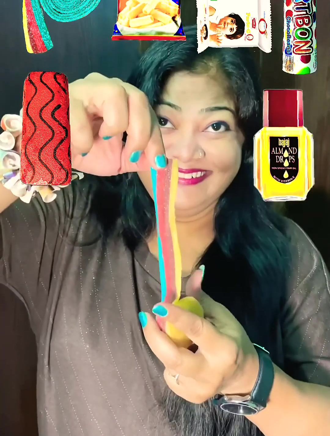 表情包美食ASMR:表情符号挑战吃蛋糕和彩虹糖