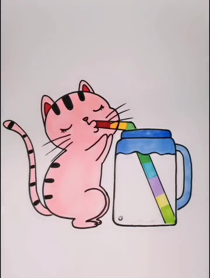 一个会动的奶茶杯简笔画创意美术