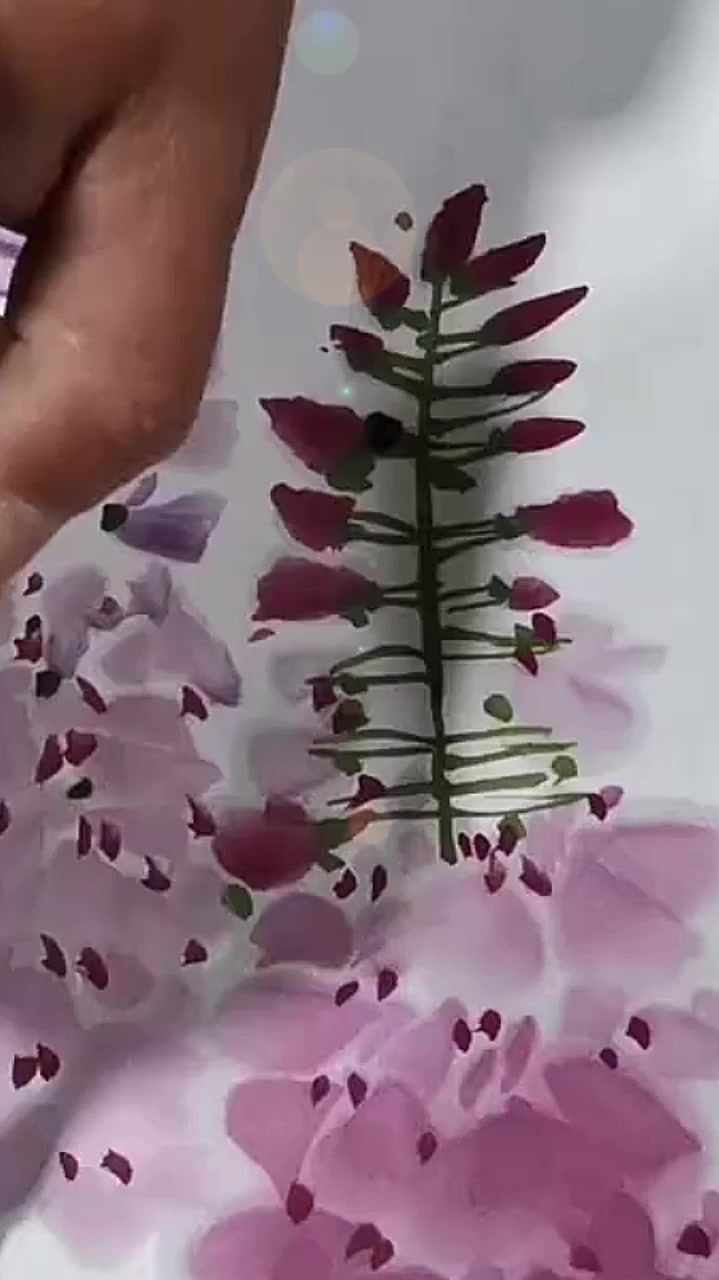最美国画教学:紫藤花的绘画过程分享
