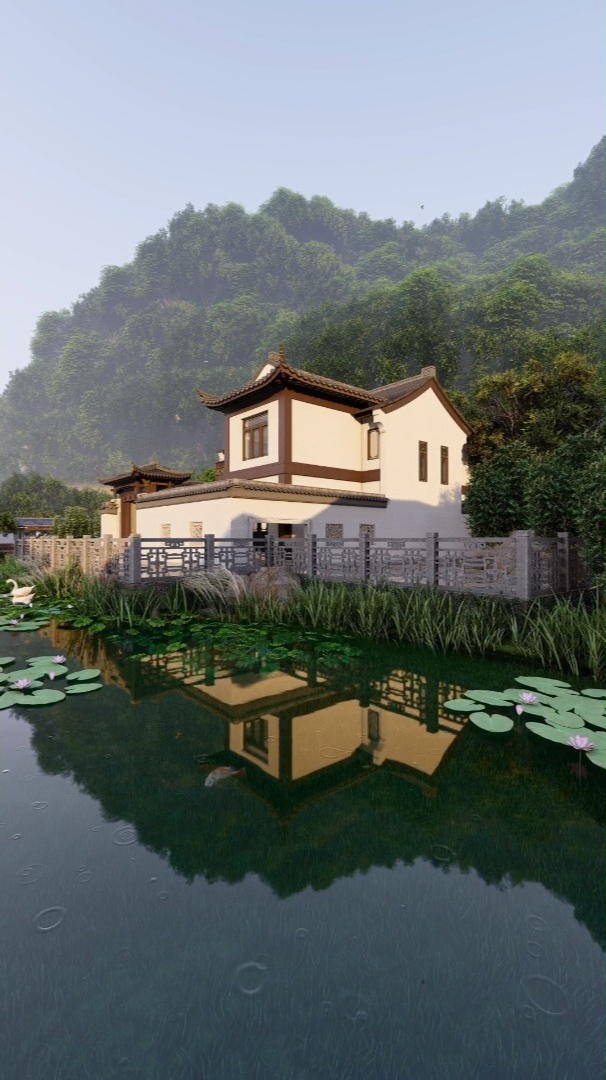 中式徽派二层农村自建房别墅设计图纸实用
