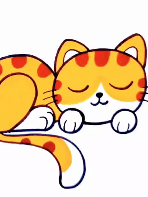用数字200画睡觉的小猫,这个画法超简单一学就会 儿童简笔画