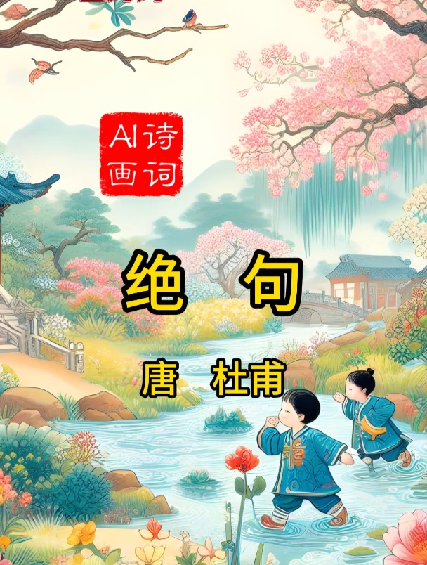 《绝句》唐 杜甫 古诗配画 三年级下小学生必背古诗词启蒙古诗词
