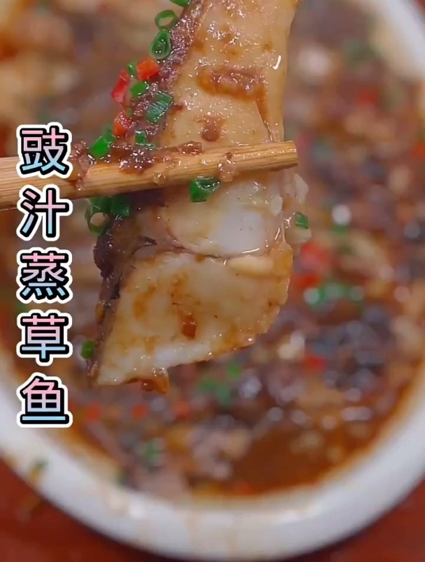 豉汁蒸草鱼,鱼肉嫩的像豆腐,太好吃了!