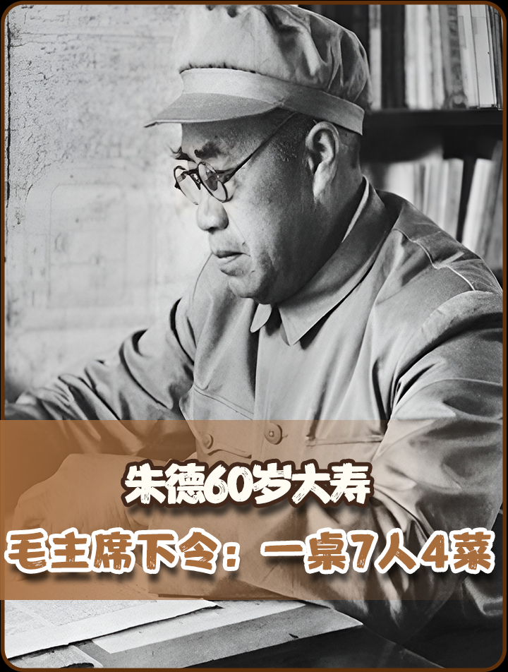 朱德60岁生日,毛主席亲自下令办寿宴,一桌坐7人却仅有4个菜