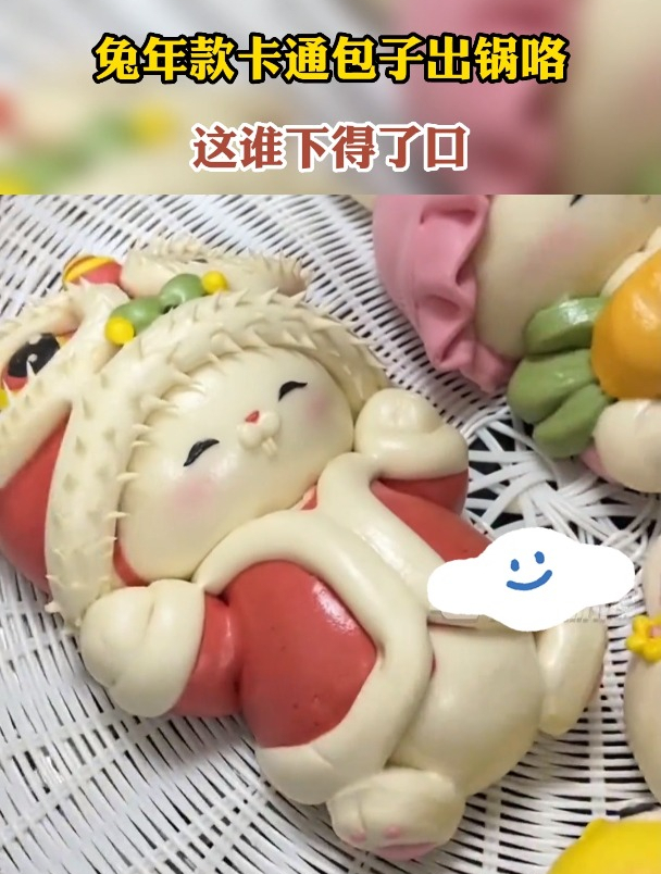 兔年款卡通包子出锅咯,这谁下得了口