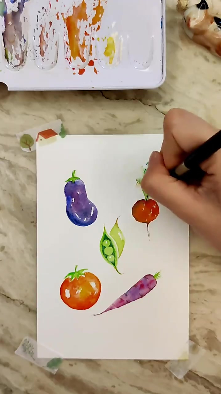 简单水彩画蔬菜视频