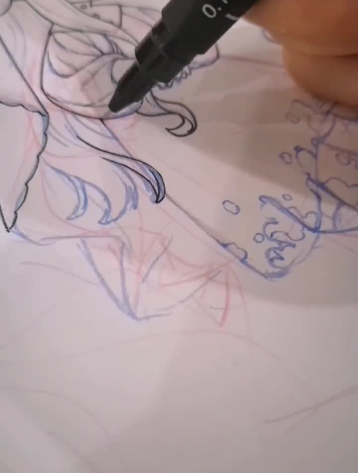 沉浸试勾线并不绘画手绘画画oc原创摸鱼针管笔手绘