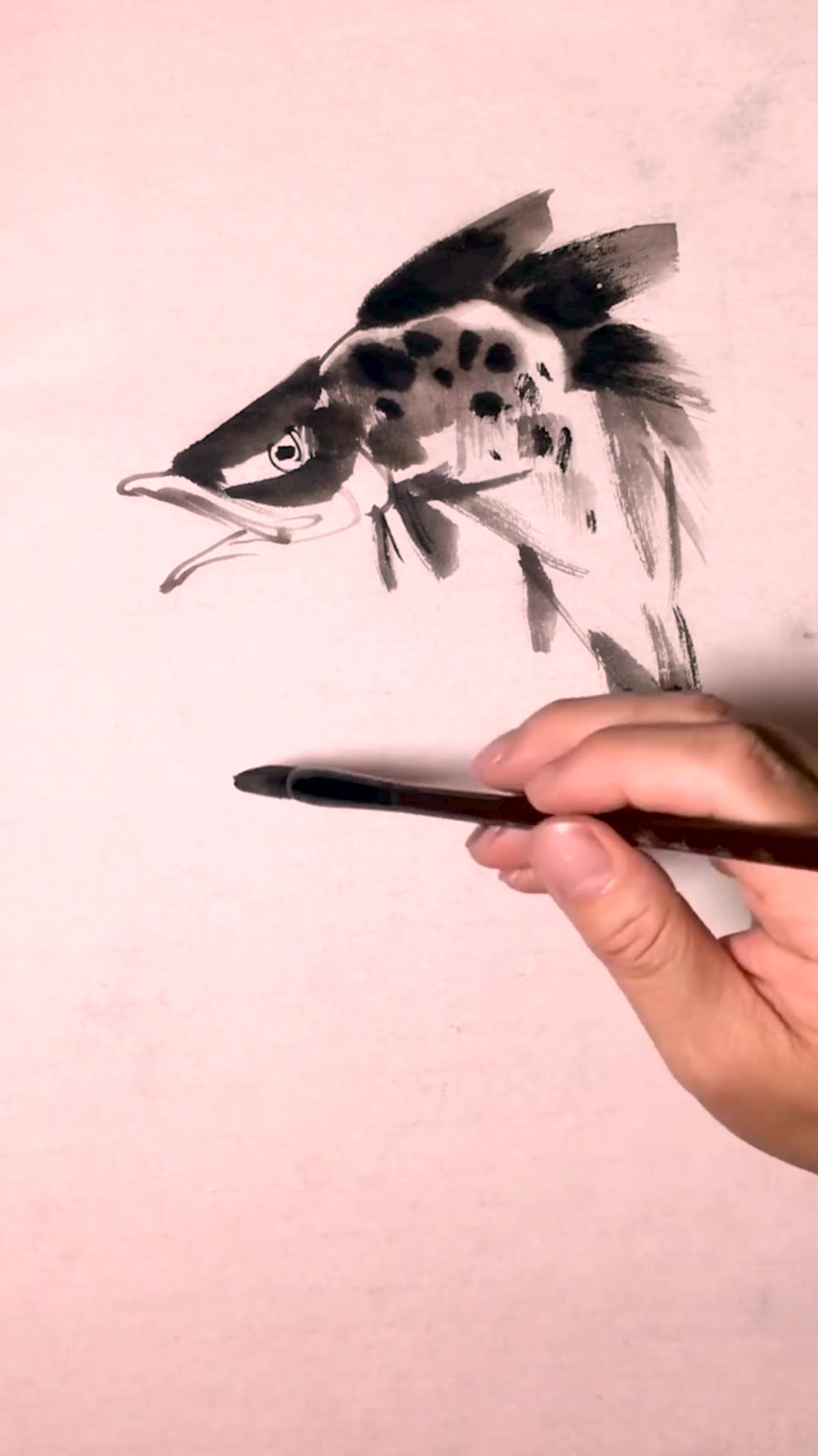 庆祝党的100年生日,全国人民,年年有鱼。中国画水墨写意画鱼