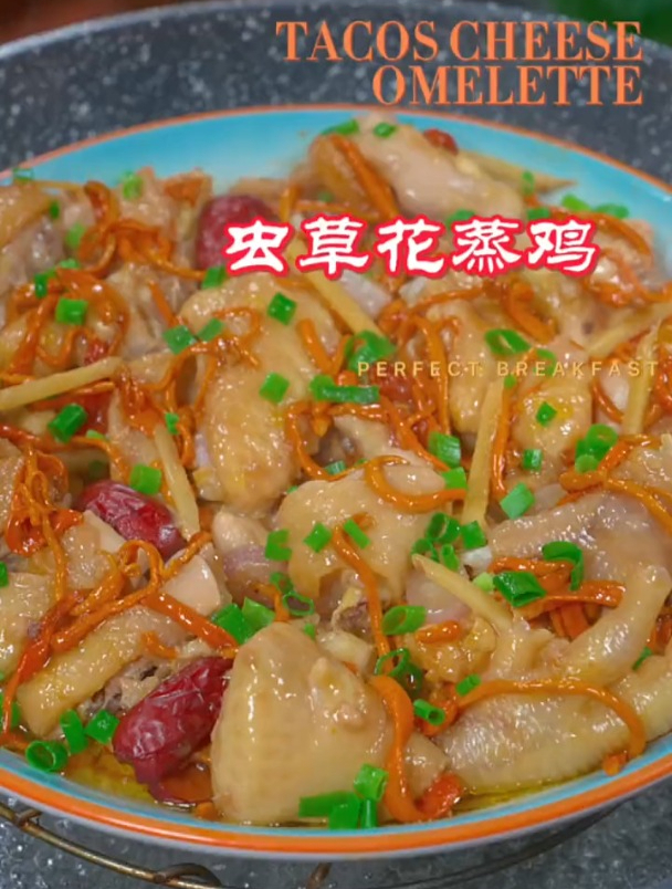 广东经典粤菜,虫草花蒸鸡