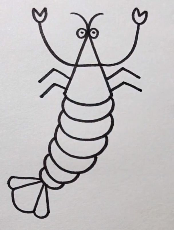 简单的虾里面藏着字母AVUO,要不要这么神奇 简笔画