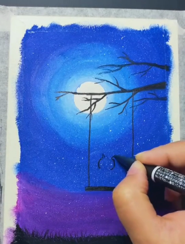 用蜡笔画星空,美不美你说了算