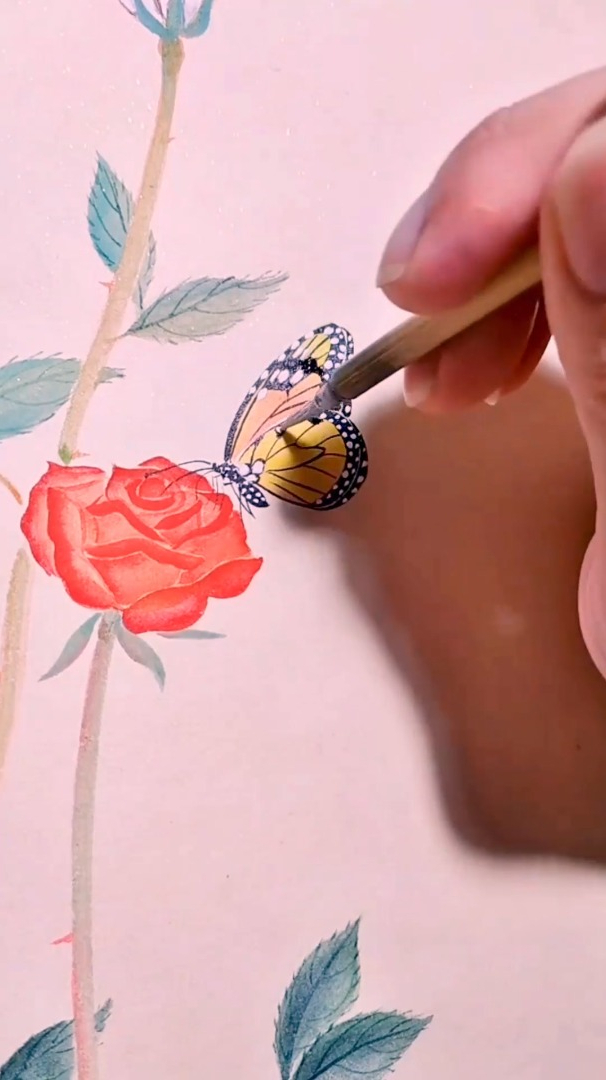 好看的国画,画一幅蝶恋花