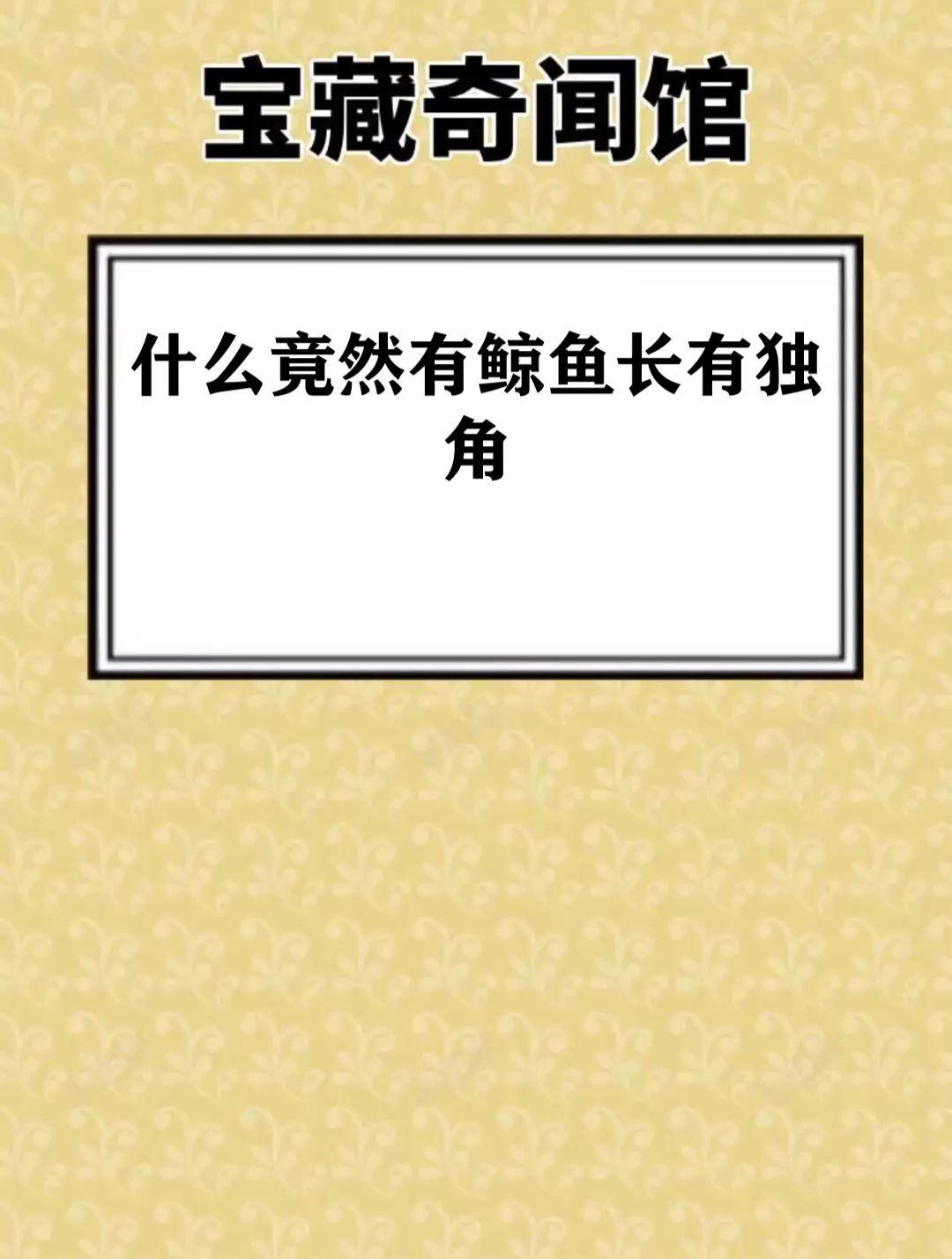 什么 竟然有鲸鱼长有独角