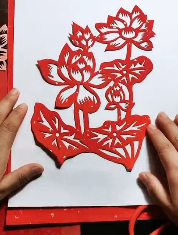 荷花剪纸,风吹荷叶香,心静自然凉