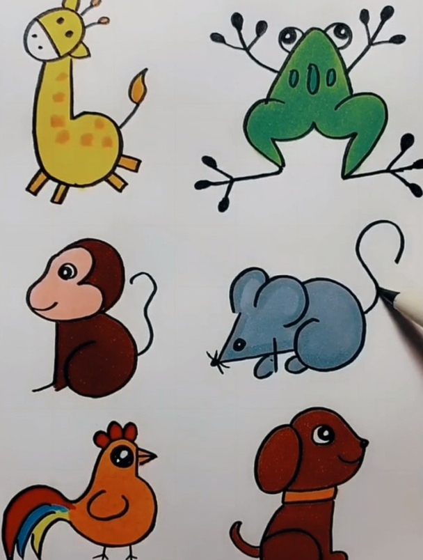 创意数字画小猴子各种小动物简笔画,简笔画教学