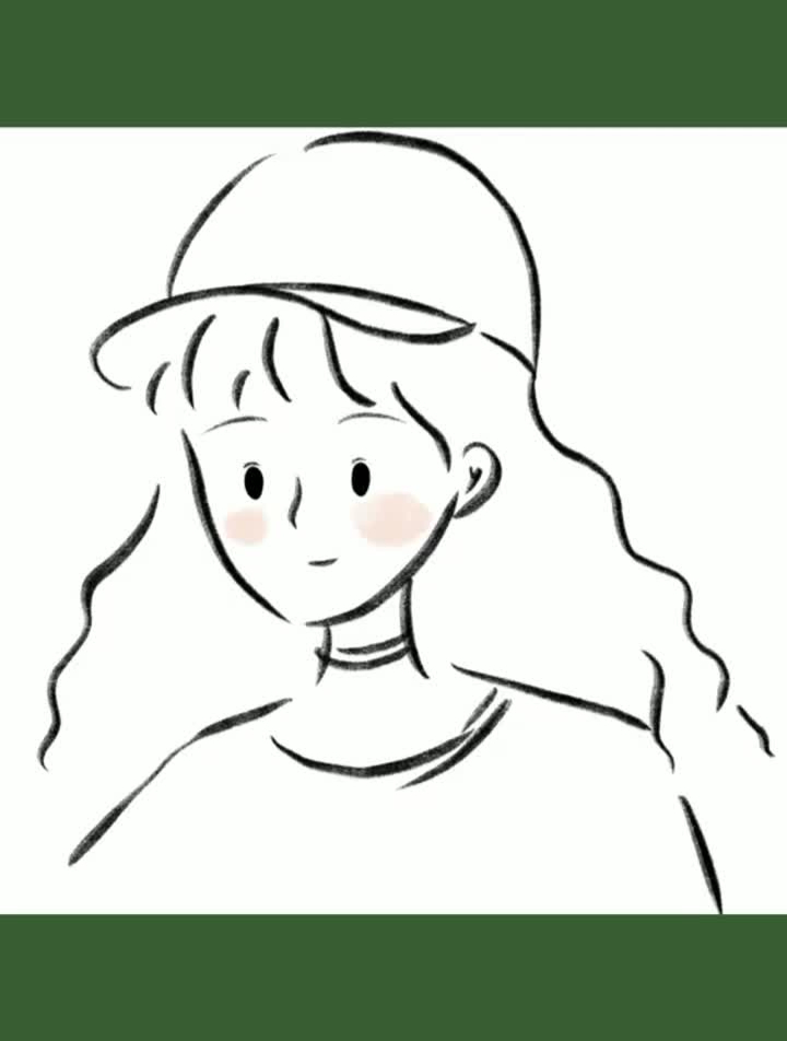可爱女生,爱戴棒球帽的那种。画画
