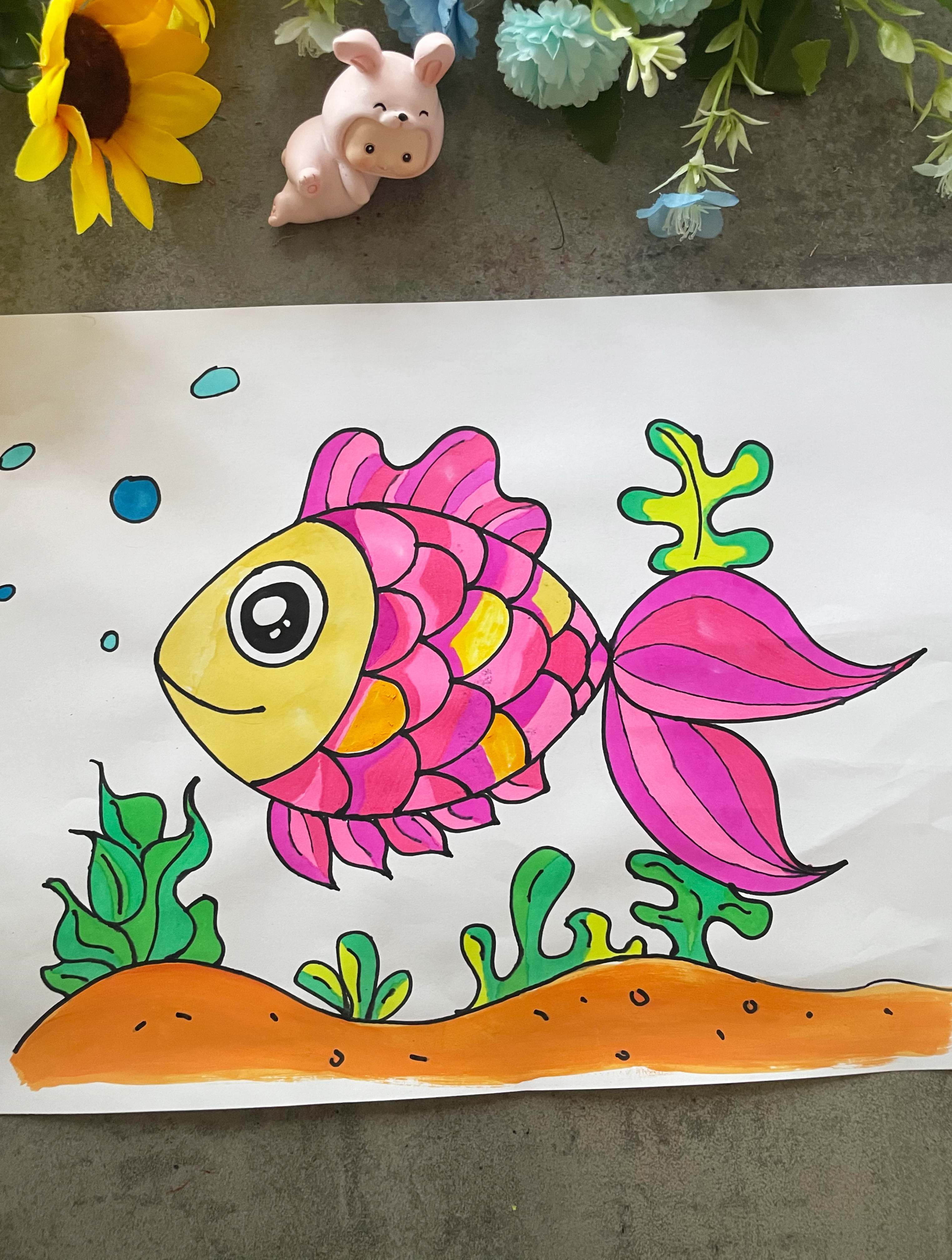 漂亮的金鱼简笔画你会画吗,不会点进来～