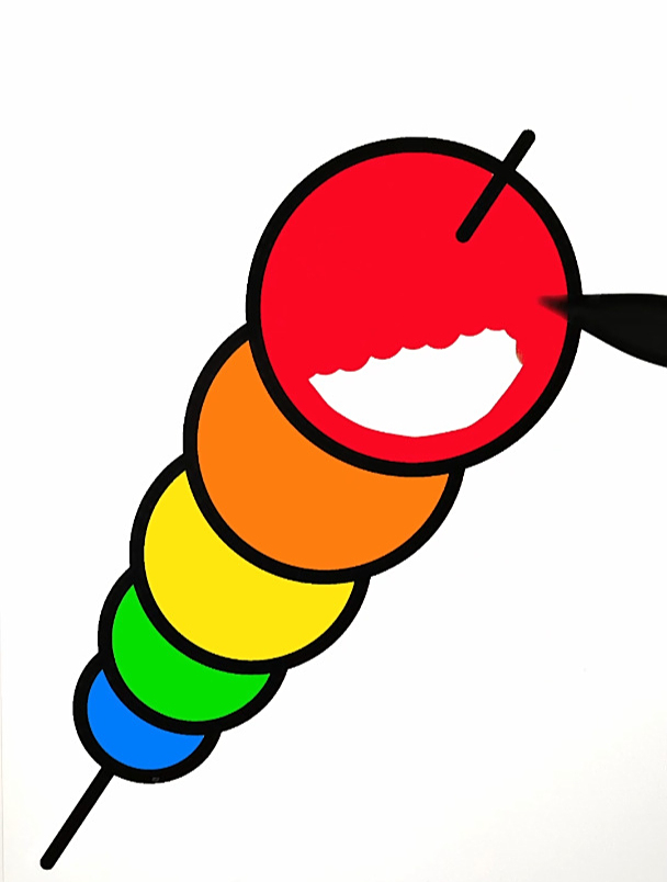 彩虹冰糖葫芦 创意简笔画填色 强迫症 声控 解压 涂色