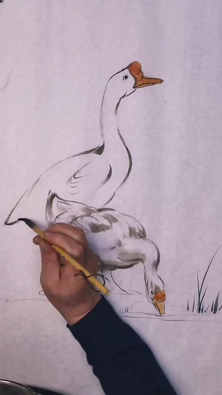 鹅有人读成ne(二声)吗?中国画