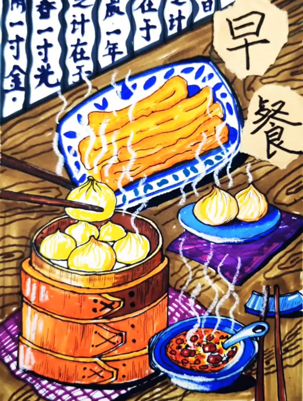 画一幅早餐画吧,你的早餐吃什么呢?