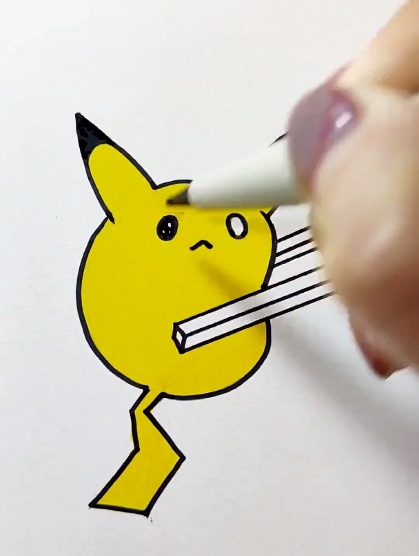 天气炎热,吃个丸子解解暑 简笔画 一起学画画