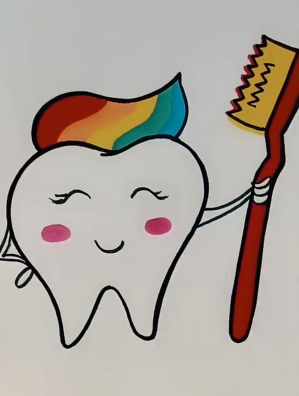 漂亮牙齿简笔画,简笔画教学