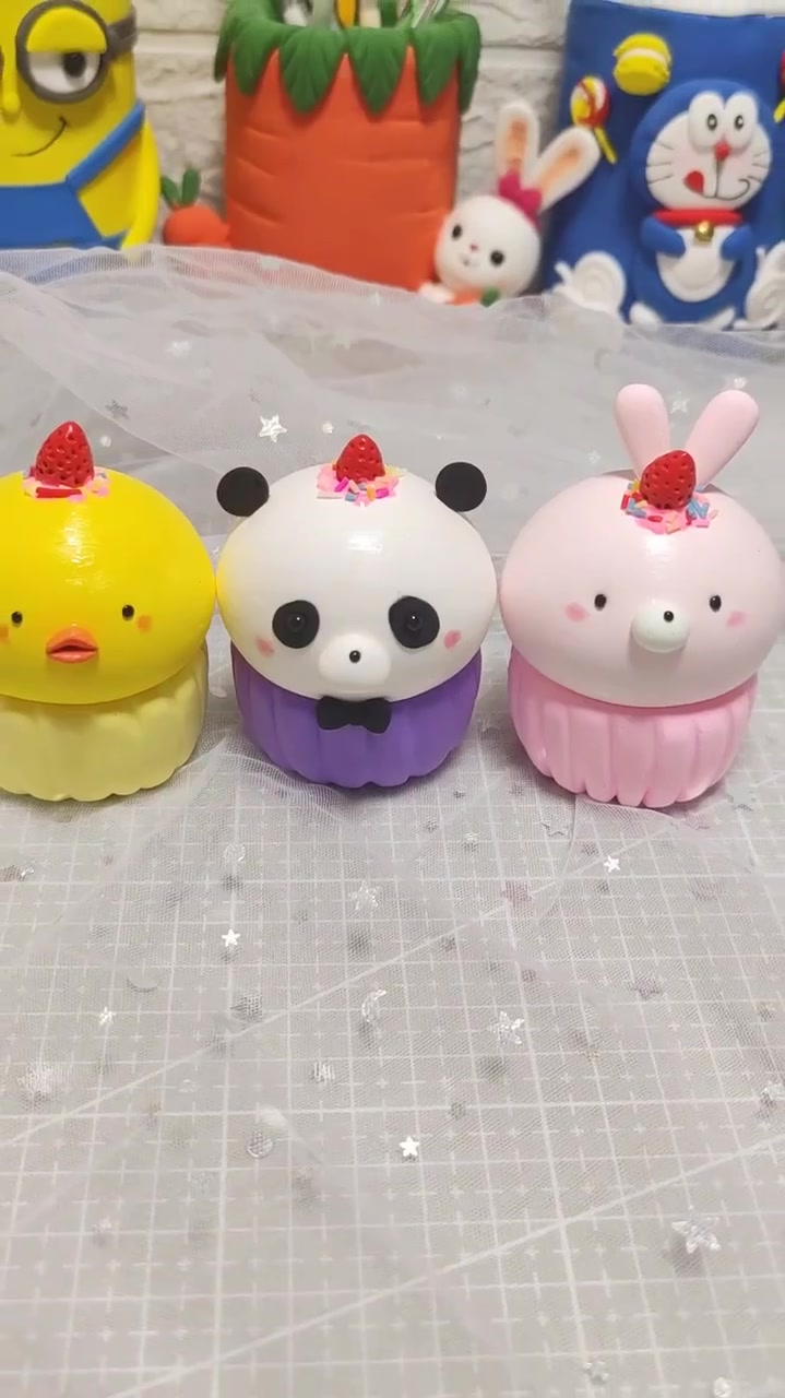 小动物纸杯蛋糕,粘土教程