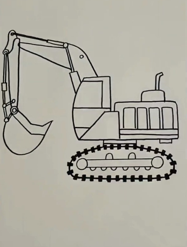 挖掘机简笔画,简笔画教学