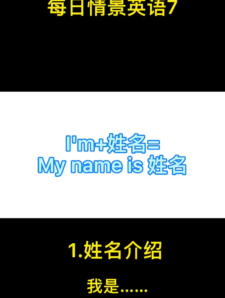 每日情景英语,姓名介绍,我是……