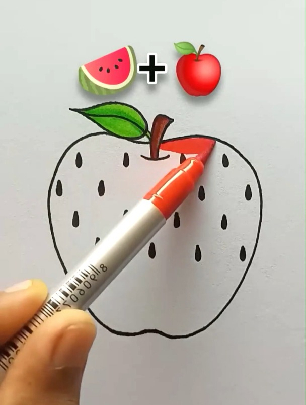 绘画之如何为苹果冰淇淋涂色