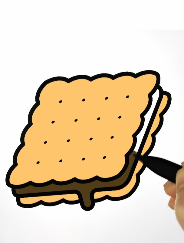 好吃的芝士巧克力夹心饼干创意简笔画填色 强迫症 声控 解压 涂色