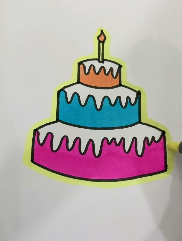 教孩子画蛋糕,简单好看又好学,你家孩子学会了吗?