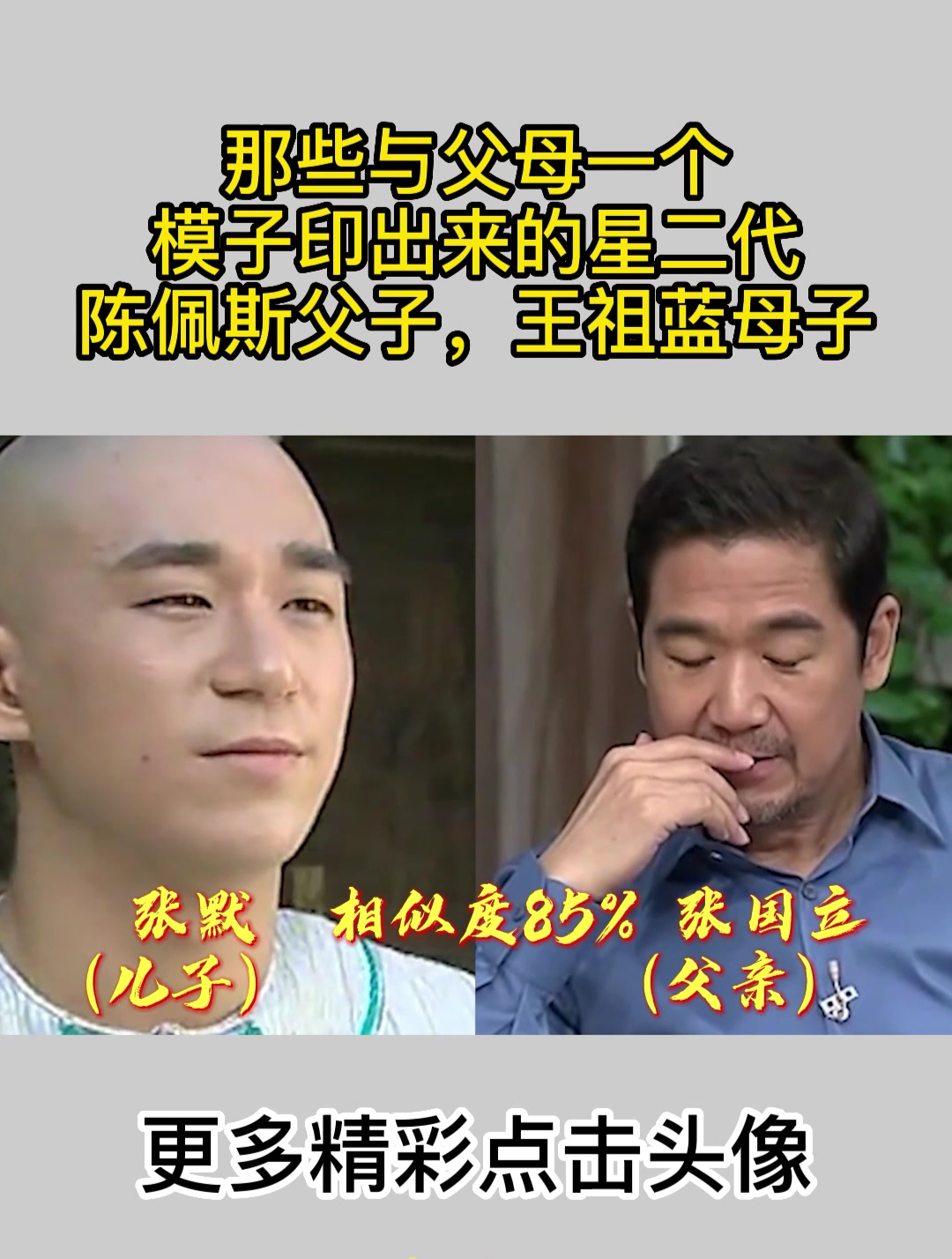 那些与父母一个模子印出来的星二代,陈佩斯父子,王祖蓝母子